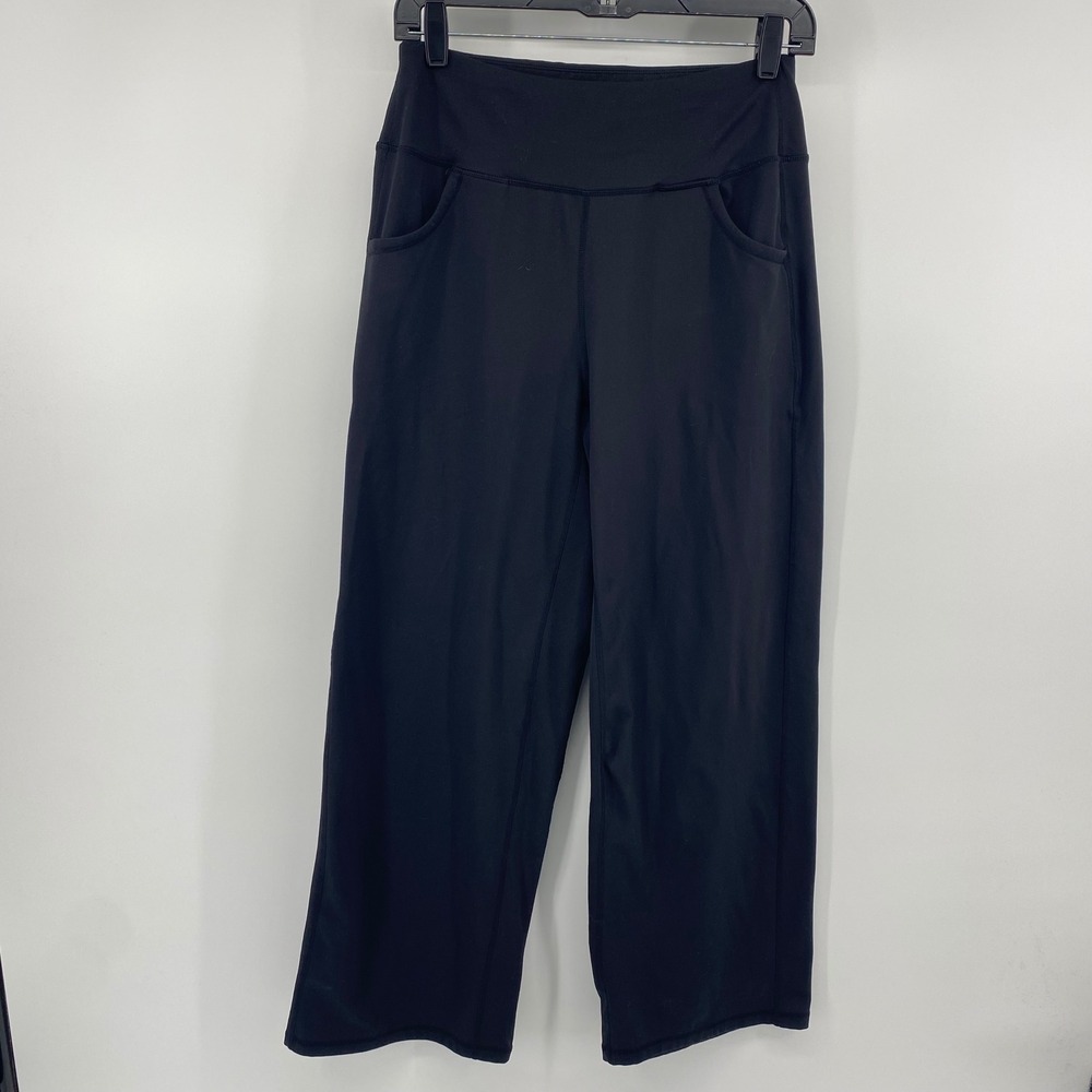 Promover Yoga Pants Womens M Black High Waisted Wide Leg Pockets Athleisure